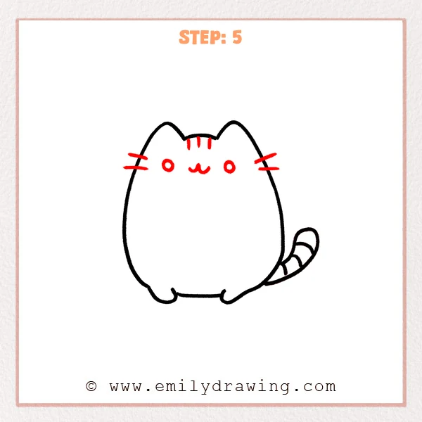 how to draw a pusheen cat - Step 5